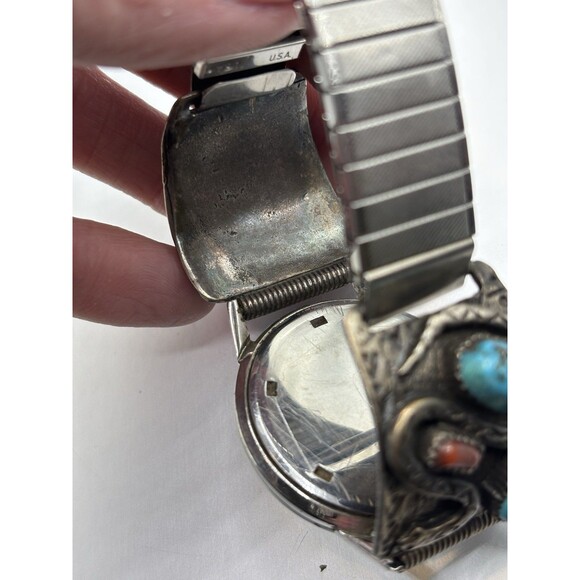 Vintage Longines Jamboree Watch Turquoise Cuff Southwestern Bracelet Unisex